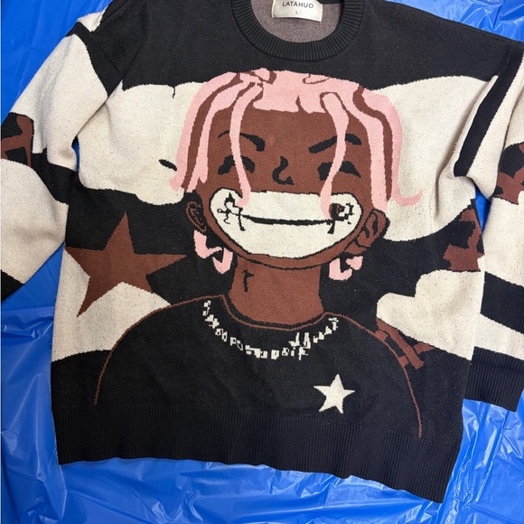 latahuo Tops - Black and White Graphic Sweatshirt